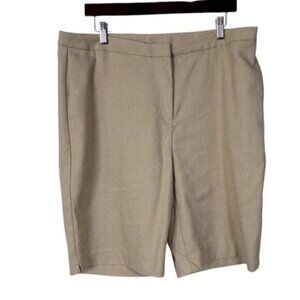 Chico’s Women’s 14 Bermuda Shorts Tan Gold Fleck Zipper Pockets Vacation Summer